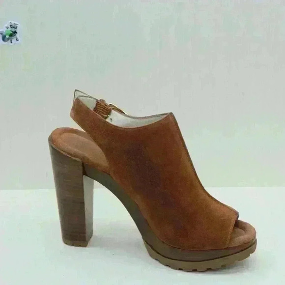 Michael Kors Women's Brown Suede Leather Rubber Outsole Block Heel Sandal Size U - Picture 3 of 11